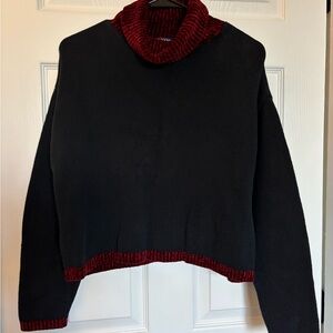 Cousin Johnny Navy and Red Women's Turtleneck Sweater - Size M